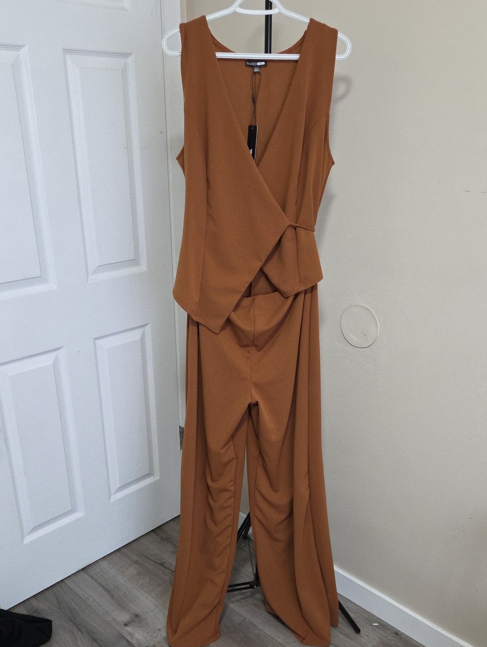 Nwt Fashion Nova Rust Wrap Front Sleeveless Jumpsuit